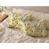 Voddi Limon Desen | 2 Adet | Fermuarlı | 50X70 cm Yastık Kılıfı | Pamuklu - Sarı