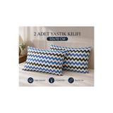 VODDİ Zikzak Desen'li | 2 Adet | Fermuarlı | 50x70 Cm Yastık Kılıfı | %70 Cotton