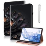 VODEFOX Samsung Galaxy Tab S9 FE Plus 12,4 inç, Samsung Galaxy Tab S9 FE+ PU Deri Koruyucu Tablet Kılıfı Kart Yuvalı El Kayışı 12,5 inç 2023 [SM-X610/SM-X616B] için Kılıf - Mor Lotus
