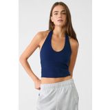 Vodens Kadın Lacivert Halter Yaka Crop Top Body