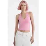 Vodens Kadın Pembe Halter Yaka Crop Top Body