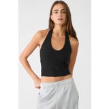 Vodens Kadın Siyah Halter Yaka Crop Top Body