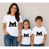 Vodexa Anne Çocuk Kombin Oversize Tişört Twin T-Shirt %100 Pamuk Rahat Kalıp - 11 - 12 Yaş - Beyaz