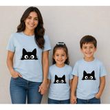 Vodexa Anne Çocuk Kombin Oversize Tişört Twin T-Shirt %100 Pamuk Rahat Kalıp - 7 - 8 Yaş - Mavi