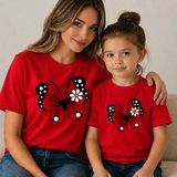 Vodexa Anne Çoçuk Oversize Tişört Kombin Twin T-Shirt %100 Pamuk Rahat Kalıp (Tekli Olarak Satılmaktadır) - 11 - 12 Yaş - Kırmızı