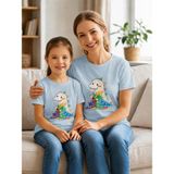 Vodexa Anne Çoçuk Oversize Tişört Kombin Twin T-Shirt %100 Pamuk Rahat Kalıp (Tekli Olarak Satılmaktadır) - 11 - 12 Yaş - Mavi
