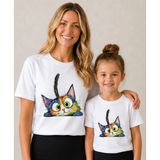 Vodexa Anne Çoçuk Oversize Tişört Kombin Twin T-Shirt %100 Pamuk Rahat Kalıp (Tekli Olarak Satılmaktadır) - 13 - 14 Yaş - Beyaz