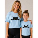 Vodexa Anne Çoçuk Oversize Tişört Kombin Twin T-Shirt %100 Pamuk Rahat Kalıp (Tekli Olarak Satılmaktadır) - 13 - 14 Yaş - Mavi