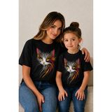 Vodexa Anne Çoçuk Oversize Tişört Kombin Twin T-Shirt %100 Pamuk Rahat Kalıp (Tekli Olarak Satılmaktadır) - 13 - 14 Yaş - Siyah