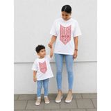Vodexa Anne Çoçuk Oversize Tişört Kombin Twin T-Shirt %100 Pamuk Rahat Kalıp (Tekli Olarak Satılmaktadır) - 3 - 4 Yaş - Beyaz