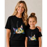 Vodexa Anne Çoçuk Oversize Tişört Kombin Twin T-Shirt %100 Pamuk Rahat Kalıp (Tekli Olarak Satılmaktadır) - 3 - 4 Yaş - Siyah