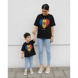 Vodexa Anne Çoçuk Oversize Tişört Kombin Twin T-Shirt %100 Pamuk Rahat Kalıp (Tekli Olarak Satılmaktadır) - 5 - 6 Yaş - Siyah