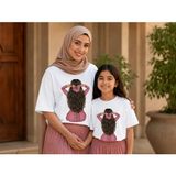 Vodexa Anne Çoçuk Oversize Tişört Kombin Twin T-Shirt %100 Pamuk Rahat Kalıp (Tekli Olarak Satılmaktadır) - 7 - 8 Yaş - Beyaz