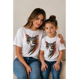 Vodexa Anne Çoçuk Oversize Tişört Kombin Twin T-Shirt %100 Pamuk Rahat Kalıp (Tekli Olarak Satılmaktadır) - 9 - 10 Yaş - Beyaz
