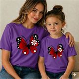 Vodexa Anne Çoçuk Oversize Tişört Kombin Twin T-Shirt %100 Pamuk Rahat Kalıp (Tekli Olarak Satılmaktadır) - 9 - 10 Yaş - Mor