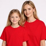 Vodexa Anne Kız Çocuk Kombin Oversize Tişört – Anne Çocuk Twin T-Shirt Baskısız Baskılı - 11 - 12 Yaş - Kırmızı
