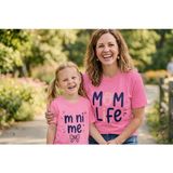 Vodexa Anne Kız Çocuk Kombin Oversize Tişört – Anne Çocuk Twin T-Shirt Mini Me Baskılı - 13 - 14 Yaş - Pembe