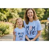 Vodexa Anne Kız Çocuk Kombin Oversize Tişört – Anne Çocuk Twin T-Shirt Mini Me Baskılı - 3 - 4 Yaş - Mavi