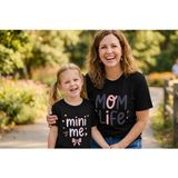 Vodexa Anne Kız Çocuk Kombin Oversize Tişört – Anne Çocuk Twin T-Shirt Mini Me Baskılı - 3 - 4 Yaş - Siyah