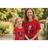 Vodexa Anne Kız Çocuk Kombin Oversize Tişört – Anne Çocuk Twin T-Shirt Mini Me Baskılı - 7 - 8 Yaş - Kırmızı