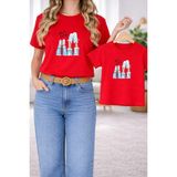 Vodexa Anne Kız Çocuk Kombin Oversize Tişört – Anne & Çocuk Twin T-Shirt My Baby Baskılı - 13 - 14 Yaş - Kırmızı