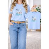 Vodexa Anne Kız Çocuk Kombin Oversize Tişört – Anne & Çocuk Twin T-Shirt My Baby Baskılı - 3 - 4 Yaş - Mavi