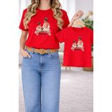 Vodexa Anne Kız Çocuk Kombin Oversize Tişört – Anne & Çocuk Twin T-Shirt Queens Baskılı - 11 - 12 Yaş - Kırmızı