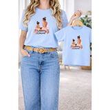 Vodexa Anne Kız Çocuk Kombin Oversize Tişört – Anne & Çocuk Twin T-Shirt Queens Baskılı - 5 - 6 Yaş - Mavi