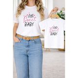 Vodexa Anne Kız Çocuk Kombin Oversize Tişört – Anne & Çocuk Twin T-Shirt Sweet Baby Baskılı - 13 - 14 Yaş - Beyaz