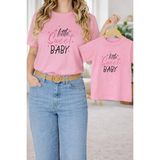 Vodexa Anne Kız Çocuk Kombin Oversize Tişört – Anne & Çocuk Twin T-Shirt Sweet Baby Baskılı - 7 - 8 Yaş - Pembe