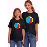 Vodexa Anne Kız Çocuk Kombin Oversize Tişört Twin T-Shirt Mavi Top Baskılı - 3 - 4 Yaş - Siyah