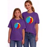 Vodexa Anne Kız Çocuk Kombin Oversize Tişört Twin T-Shirt Mavi Top Baskılı - 5 - 6 Yaş - Mor