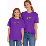 Vodexa Anne Kız Çocuk Kombin Oversize Tişört Twin T-Shirt Renkli Kelebek Baskılı - 11 - 12 Yaş - Mor