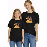 Vodexa Anne Kız Çocuk Kombin Oversize Tişört Twin T-Shirt Sarı Elbise Baskılı - 13 - 14 Yaş - Siyah