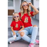 Vodexa Anne Kız Kombin Oversize Tişört Twin T-Shirt %100 Pamuk Rahat Kalıp - 11 - 12 Yaş - Kırmızı