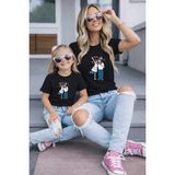 Vodexa Anne Kız Kombin Oversize Tişört Twin T-Shirt %100 Pamuk Rahat Kalıp - 11 - 12 Yaş - Siyah
