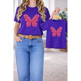 Vodexa Anne Kız Kombin Oversize Tişört Twin T-Shirt %100 Pamuk Rahat Kalıp - 13 - 14 Yaş - Mor