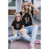 Vodexa Anne Kız Kombin Oversize Tişört Twin T-Shirt %100 Pamuk Rahat Kalıp - 13 - 14 Yaş - Siyah