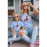 Vodexa Anne Kız Kombin Oversize Tişört Twin T-Shirt %100 Pamuk Rahat Kalıp - 3 - 4 Yaş - Mavi