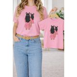 Vodexa Anne Kız Kombin Oversize Tişört Twin T-Shirt %100 Pamuk Rahat Kalıp - 3 - 4 Yaş - Pembe
