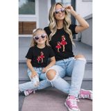 Vodexa Anne Kız Kombin Oversize Tişört Twin T-Shirt %100 Pamuk Rahat Kalıp - 3 - 4 Yaş - Siyah