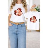 Vodexa Anne Kız Kombin Oversize Tişört Twin T-Shirt %100 Pamuk Rahat Kalıp - 5 - 6 Yaş - Beyaz