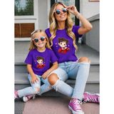 Vodexa Anne Kız Kombin Oversize Tişört Twin T-Shirt %100 Pamuk Rahat Kalıp - 5 - 6 Yaş - Mor