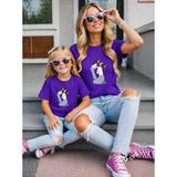 Vodexa Anne Kız Kombin Oversize Tişört Twin T-Shirt %100 Pamuk Rahat Kalıp - 7 - 8 Yaş - Mor