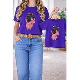 Vodexa Anne Kız Kombin Oversize Tişört Twin T-Shirt %100 Pamuk Rahat Kalıp - 9 - 10 Yaş - Mor