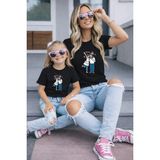 Vodexa Anne Kız Kombin Oversize Tişört Twin T-Shirt %100 Pamuk Rahat Kalıp - 9 - 10 Yaş - Siyah