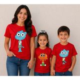 Vodexa Anne Kız Kombin Oversize Tişört Twin T-Shirt %100 Pamuk Rahat Kalıp (Tekli Olarak Satılmaktadır) - 7 - 8 Yaş - Kırmızı
