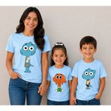 Vodexa Anne Kız Kombin Oversize Tişört Twin T-Shirt %100 Pamuk Rahat Kalıp (Tekli Olarak Satılmaktadır) - 7 - 8 Yaş - Mavi