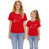 Vodexa Anne Kız Kombin Oversize Tişört Twin T-Shirt Anne Cocuk Oklu Kalp Baskılı (Tekli Satılmaktadır) - 3 - 4 Yaş - Kırmızı