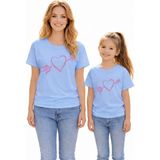 Vodexa Anne Kız Kombin Oversize Tişört Twin T-Shirt Anne Cocuk Oklu Kalp Baskılı (Tekli Satılmaktadır) - 5 - 6 Yaş - Mavi